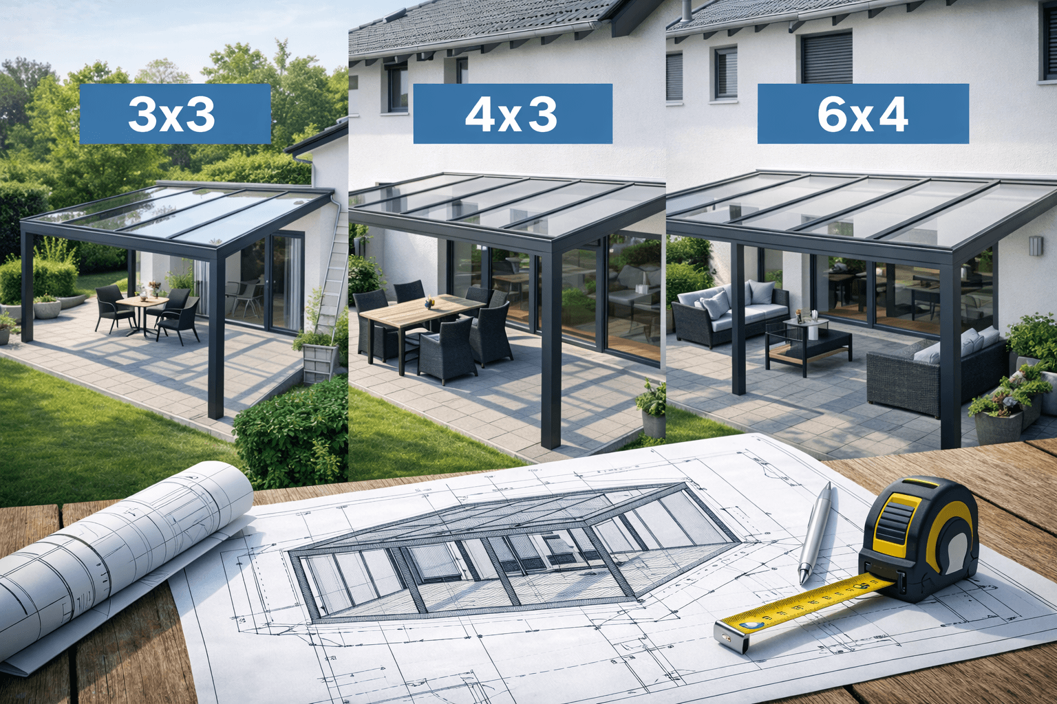 Wie groß sollte ein Terrassendach sein? Die beliebtesten Größen im Überblick