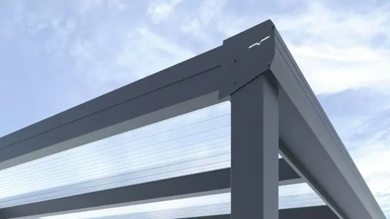 Terrassenüberdachung mit Polycarbonat 16 mm klar als Dacheindeckung